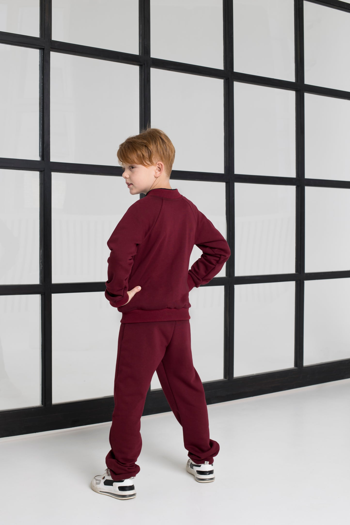 School unisex burgundy zip-up sweater